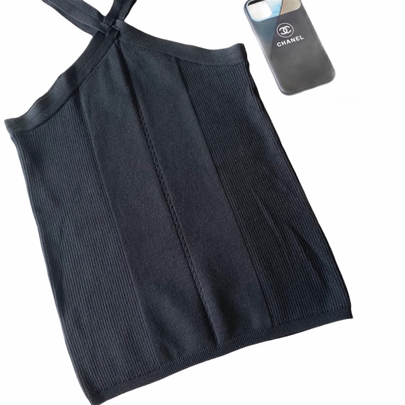 Vintage 90’s: Wayne Rogers ❤︎ Strappy Ribbed Silk Top ❤︎ Cross Front Halter Neck - Picture 6 of 15